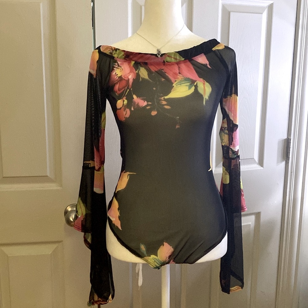 Mesh floral bodysuit